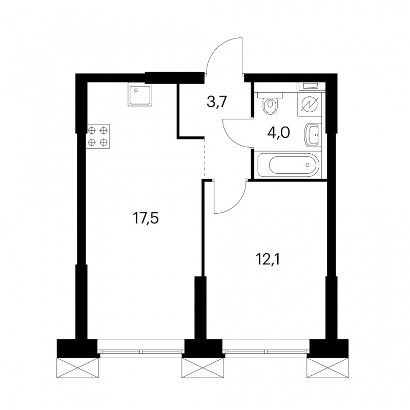 1-комнатная квартира с полной отделкой, 37.5 м2, 3 этаж, сдача 4 квартал 2022 г., ЖК Волоколамское 24, корпус 1 - объявление 1755523 - фото №1