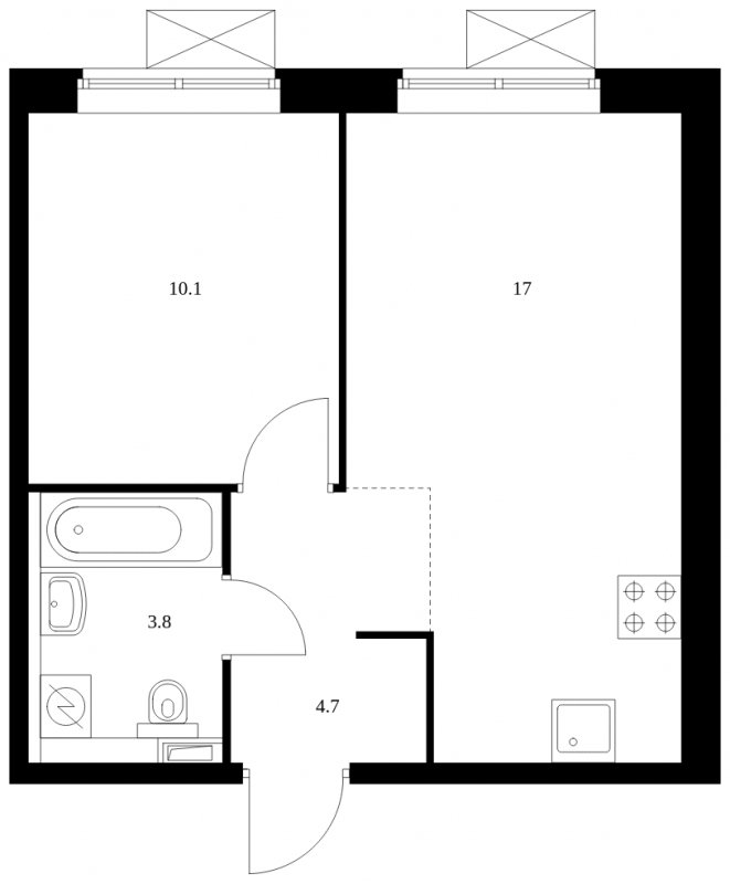 1-комнатная квартира с полной отделкой, 35.6 м2, 9 этаж, сдача 4 квартал 2023 г., ЖК Восточное Бутово, корпус 15 - объявление 1652947 - фото №1