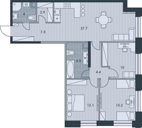 4-комнатная квартира с частичной отделкой, 88.7 м2, 25 этаж, дом сдан, ЖК EVER, корпус 3 - объявление 2331718 - фото №1