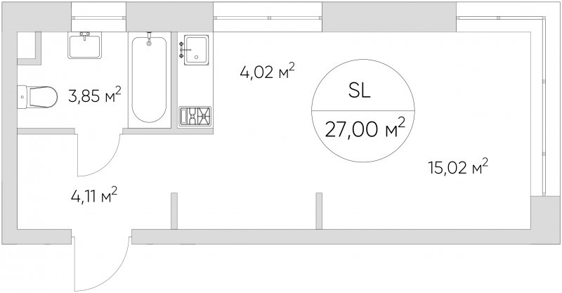 Студия с частичной отделкой, 27 м2, 4 этаж, сдача 1 квартал 2024 г., ЖК N'ICE LOFT, корпус 5 - объявление 1877063 - фото №1