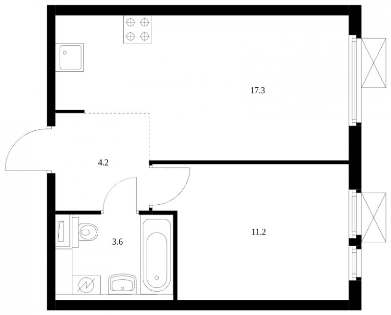 1-комнатная квартира с полной отделкой, 36.3 м2, 22 этаж, сдача 2 квартал 2024 г., ЖК Митинский лес, корпус 1.3 - объявление 1758637 - фото №1