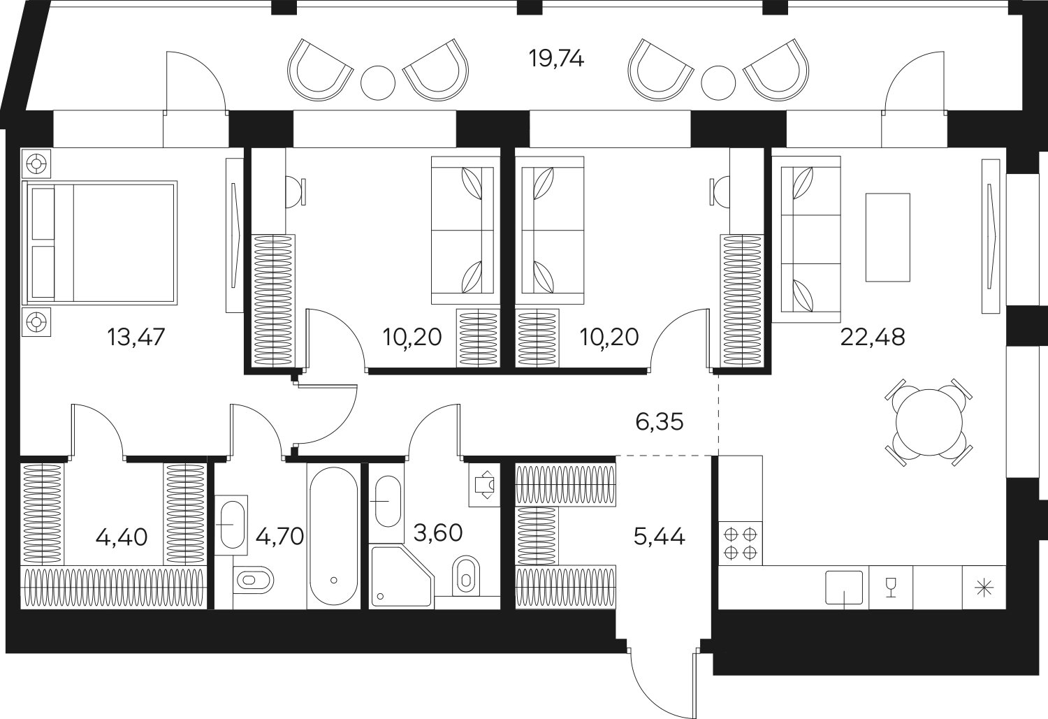 3-комнатная квартира без отделки, 91.21 м2, 15 этаж, сдача 4 квартал 2024 г., ЖК FØRST, корпус 1 - объявление 1980968 - фото №1