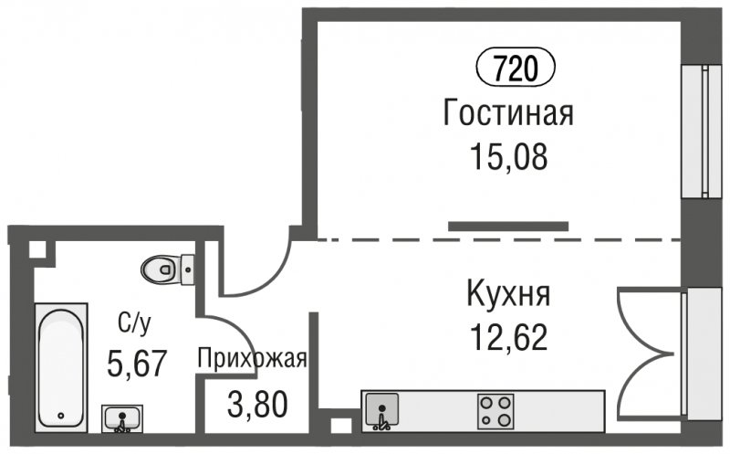 1-комнатная квартира с частичной отделкой, 37.17 м2, 10 этаж, сдача 3 квартал 2023 г., ЖК AFI Park Воронцовский, корпус 1 - объявление 1637180 - фото №1