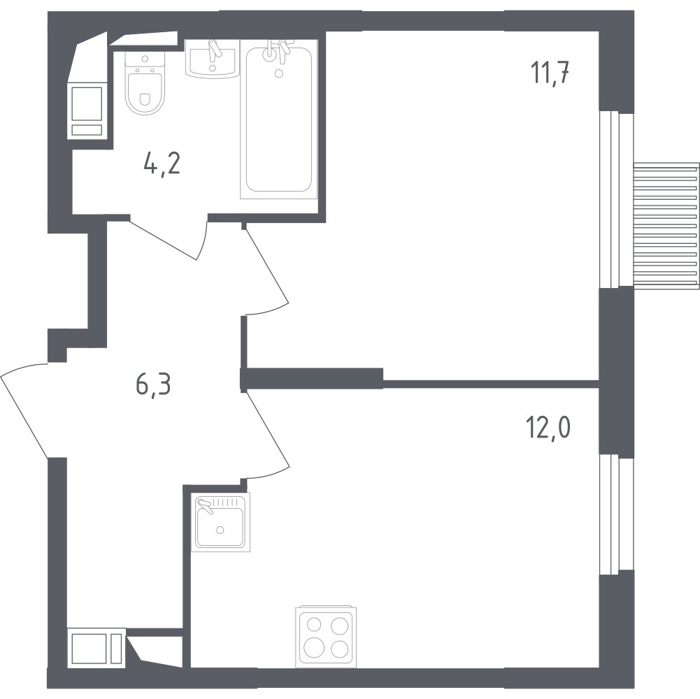 1-комнатная квартира с полной отделкой, 34.2 м2, 3 этаж, сдача 2 квартал 2024 г., ЖК Мытищи Парк, корпус 3 - объявление 2275767 - фото №1