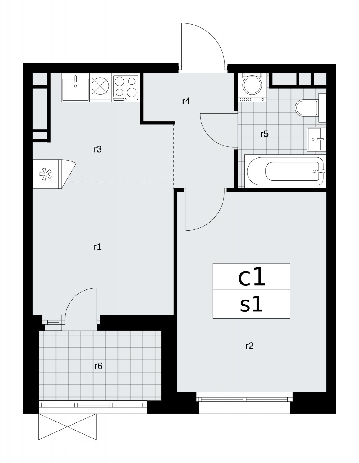 2-комнатная квартира (евро) с частичной отделкой, 35.9 м2, 15 этаж, сдача 2 квартал 2026 г., ЖК Скандинавия, корпус 25.3 - объявление 2283989 - фото №1