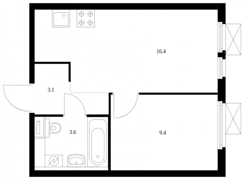 1-комнатная квартира с полной отделкой, 32.5 м2, 19 этаж, сдача 2 квартал 2024 г., ЖК Митинский лес, корпус 1.3 - объявление 1689404 - фото №1