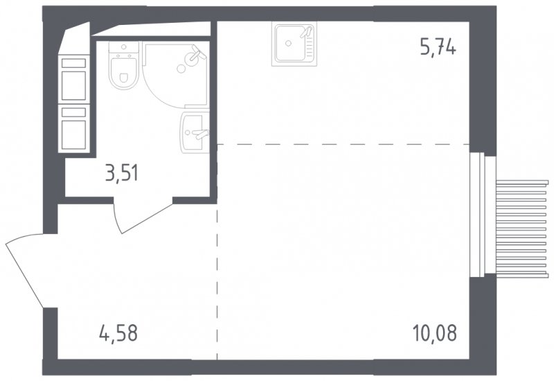1-комнатная квартира с полной отделкой, 23.91 м2, 16 этаж, сдача 2 квартал 2023 г., ЖК Мытищи Парк, корпус 1 - объявление 1527528 - фото №1