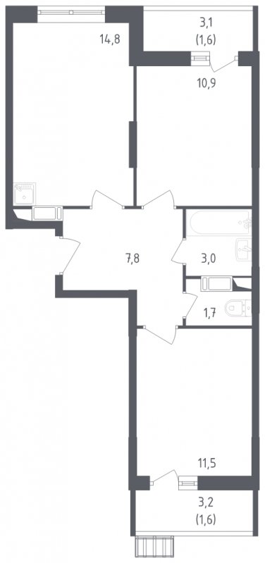 2-комнатная квартира с полной отделкой, 51.9 м2, 5 этаж, дом сдан, ЖК Алхимово, корпус 6 - объявление 1806893 - фото №1