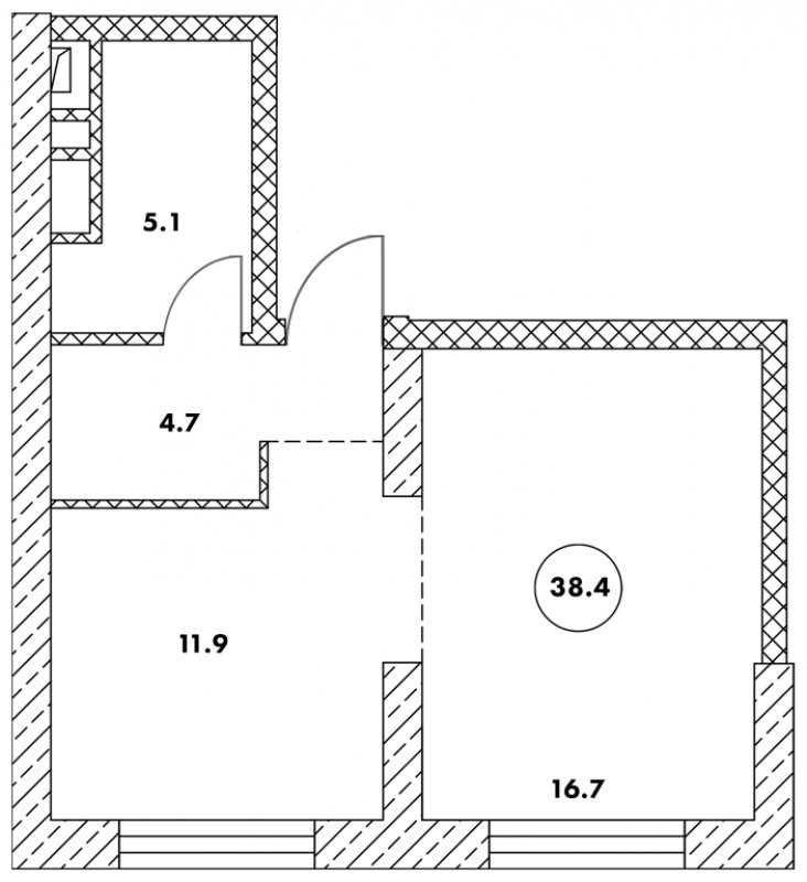 1-комнатные апартаменты 38.4 м2, 2 этаж, дом сдан, ЖК Флотилия, корпус 1 - объявление 1882186 - фото №1