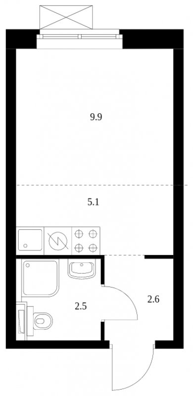 Студия с полной отделкой, 19.9 м2, 31 этаж, сдача 3 квартал 2023 г., ЖК Перовское 2, корпус 1.2 - объявление 1937357 - фото №1