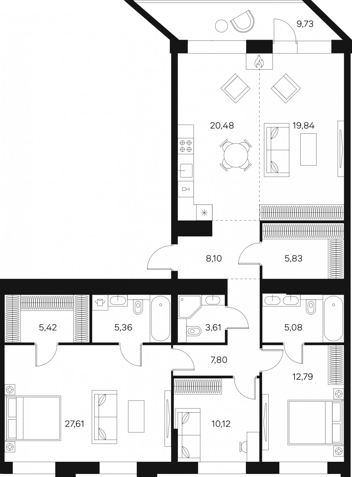 4-комнатная квартира без отделки, 136.47 м2, 20 этаж, сдача 4 квартал 2024 г., ЖК FØRST, корпус 2 - объявление 1942951 - фото №1