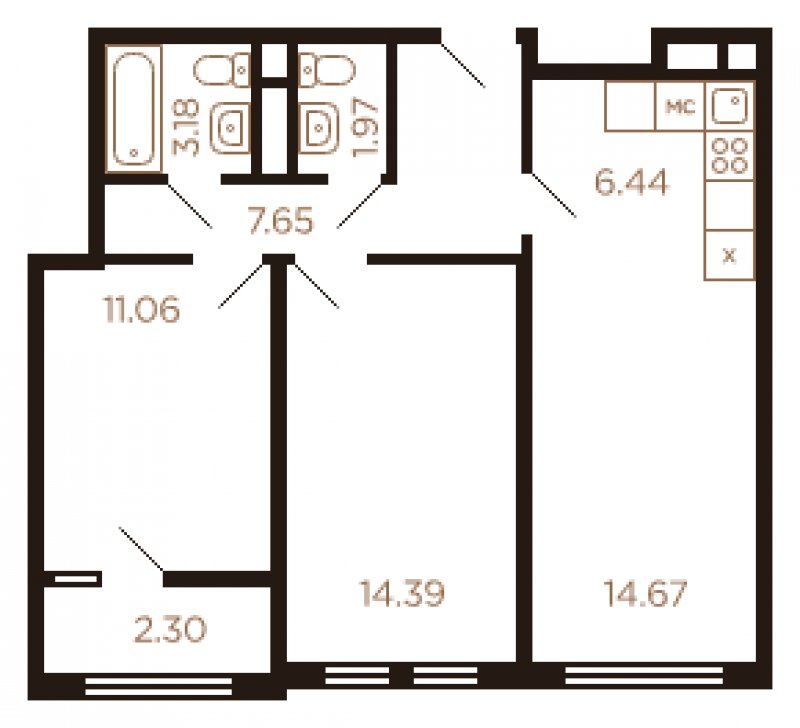 3-комнатная квартира с полной отделкой, 61 м2, 8 этаж, дом сдан, ЖК Миниполис Рафинад, корпус 5 - объявление 1464246 - фото №1