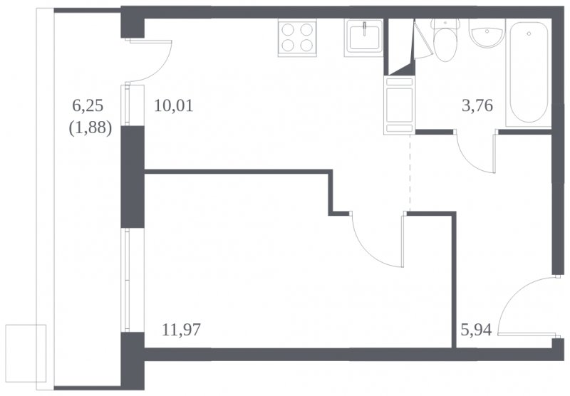 1-комнатная квартира с полной отделкой, 33.56 м2, 15 этаж, дом сдан, ЖК Томилино Парк, корпус 17 - объявление 1709410 - фото №1