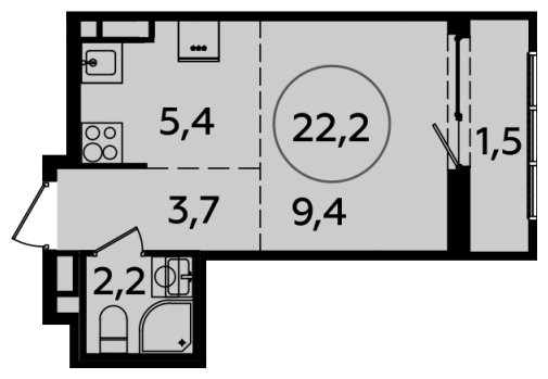 Студия с полной отделкой, 22.2 м2, 8 этаж, сдача 4 квартал 2023 г., ЖК Испанские кварталы, корпус 8.1 - объявление 1633407 - фото №1