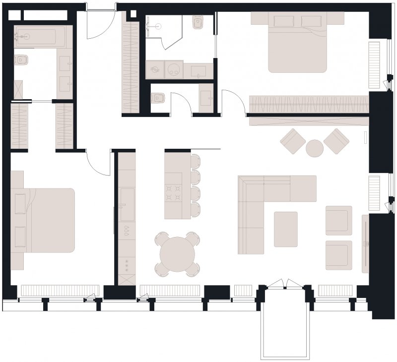 3-комнатная квартира с полной отделкой, 116.64 м2, 4 этаж, сдача 4 квартал 2023 г., ЖК Victory Park Residences, корпус 5 - объявление 1885215 - фото №1