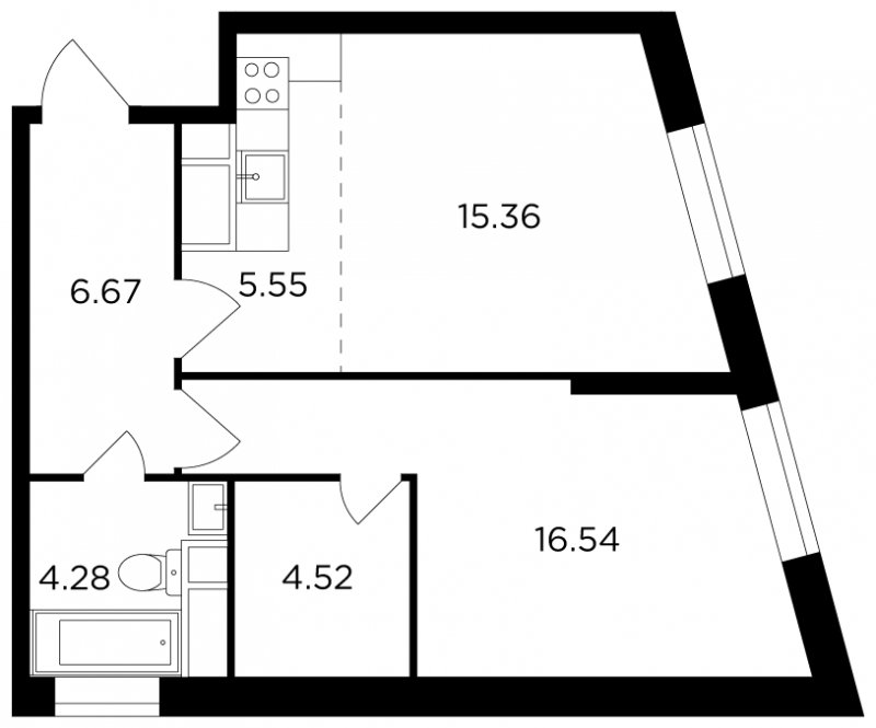 2-комнатная квартира без отделки, 52.92 м2, 9 этаж, сдача 3 квартал 2022 г., ЖК КутузовGRAD 2, корпус 6 - объявление 1766913 - фото №1
