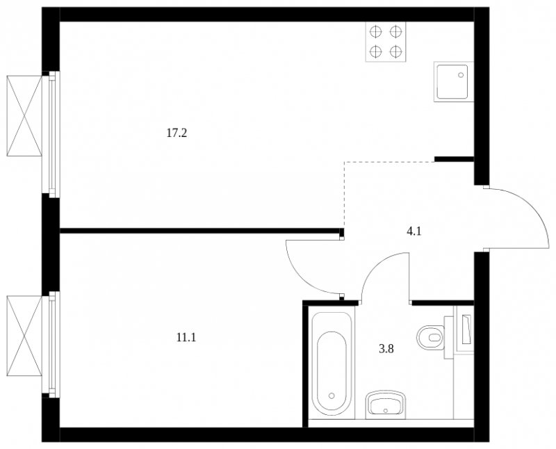 1-комнатная квартира с полной отделкой, 36.2 м2, 2 этаж, сдача 3 квартал 2024 г., ЖК Руставели 14, корпус 2.3 - объявление 1754978 - фото №1