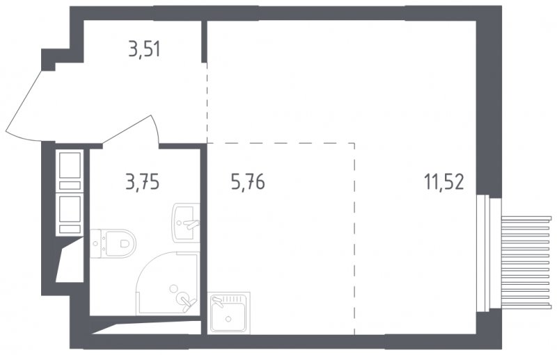 1-комнатная квартира с полной отделкой, 24.54 м2, 11 этаж, сдача 2 квартал 2023 г., ЖК Мытищи Парк, корпус 1 - объявление 1439802 - фото №1