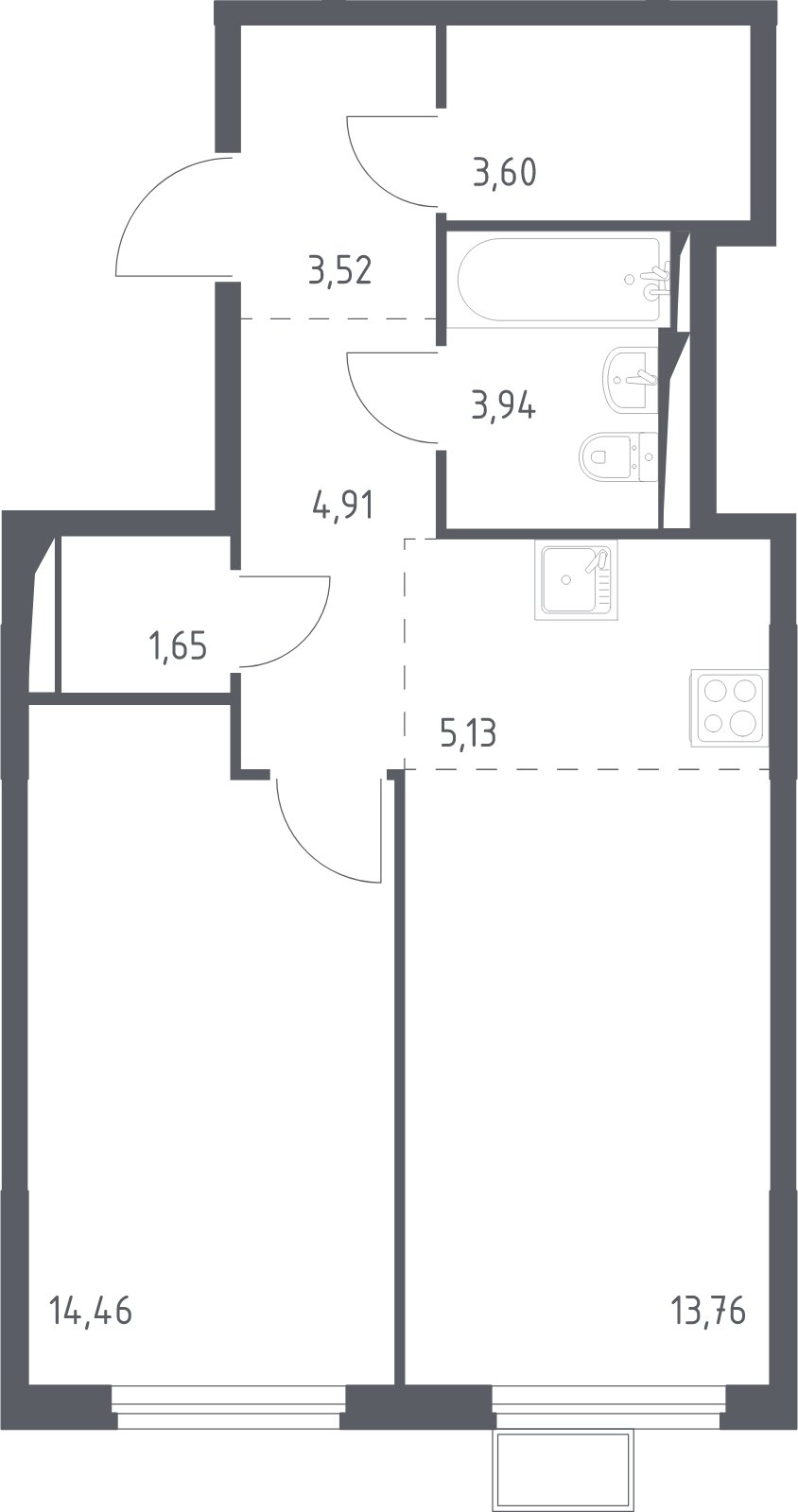 2-комнатная квартира с полной отделкой, 50.97 м2, 10 этаж, сдача 4 квартал 2024 г., ЖК Остафьево, корпус 14 - объявление 2015645 - фото №1