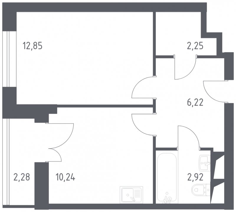 1-комнатные апартаменты с полной отделкой, 36.76 м2, 4 этаж, сдача 3 квартал 2024 г., ЖК Квартал Спутник, корпус 17 - объявление 1804923 - фото №1
