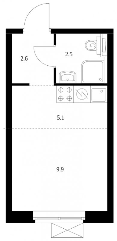 Студия с полной отделкой, 20.1 м2, 16 этаж, сдача 3 квартал 2023 г., ЖК Перовское 2, корпус 1.2 - объявление 1689438 - фото №1
