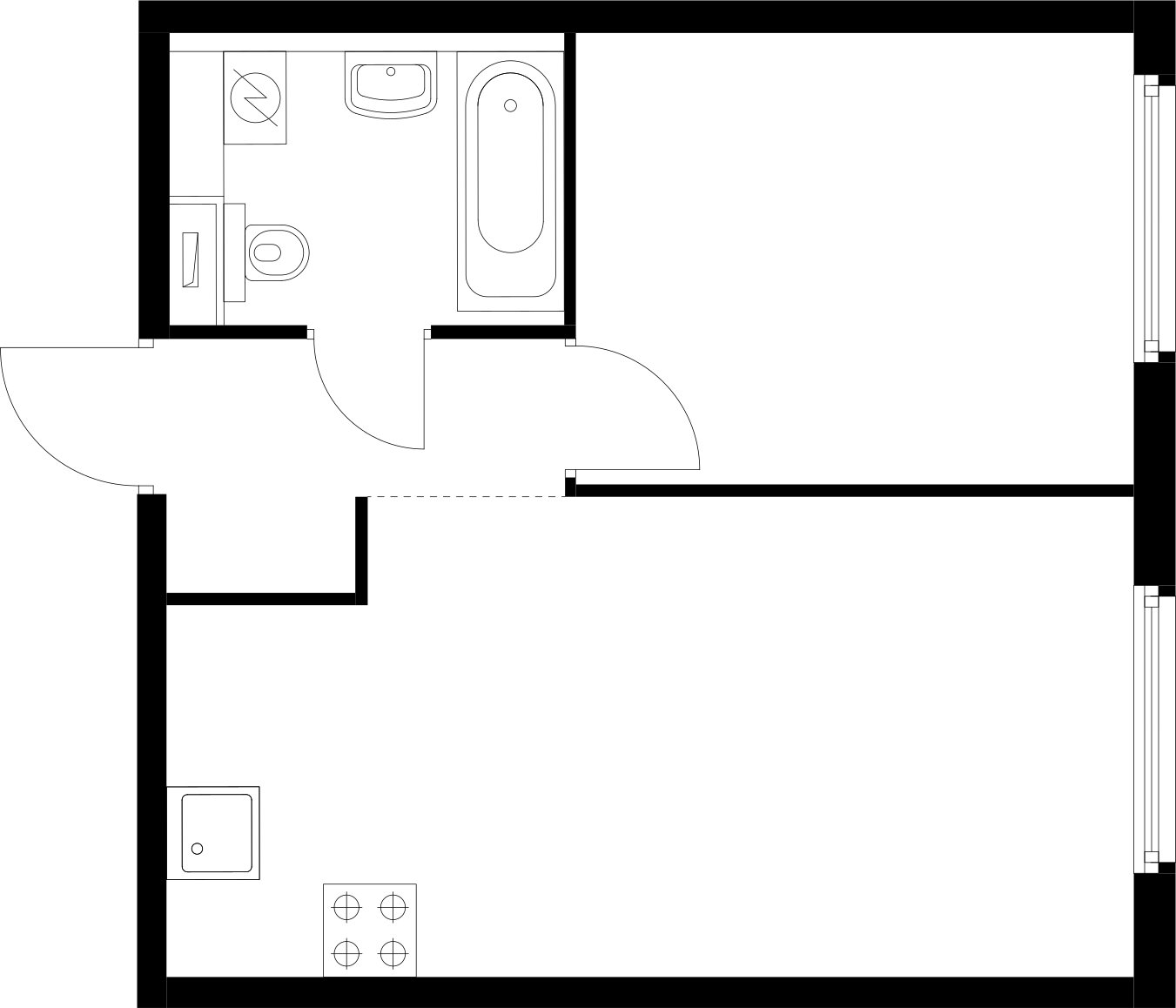 1-комнатная квартира с полной отделкой, 34.3 м2, 1 этаж, сдача 2 квартал 2024 г., ЖК Матвеевский Парк, корпус 1.6 - объявление 2297959 - фото №1
