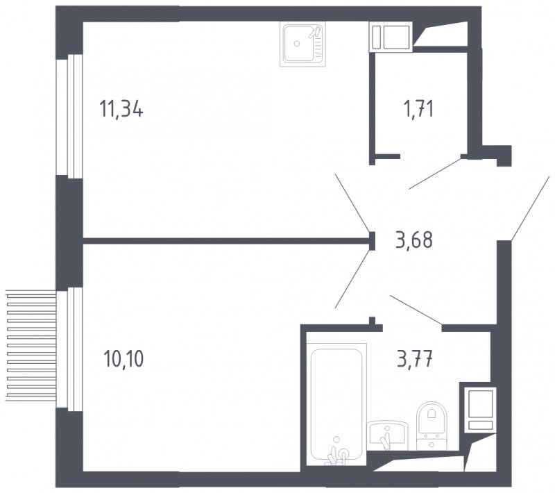 1-комнатная квартира с полной отделкой, 30.6 м2, 14 этаж, сдача 3 квартал 2023 г., ЖК Мытищи Парк, корпус 2 - объявление 1568612 - фото №1