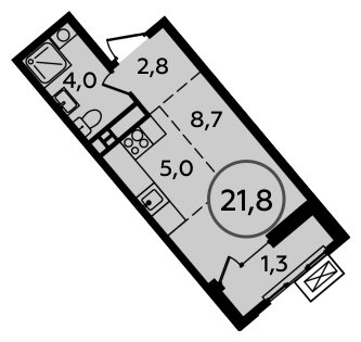 Студия без отделки, 21.5 м2, 12 этаж, сдача 4 квартал 2022 г., ЖК Прокшино, корпус 2.5 - объявление 1679533 - фото №1