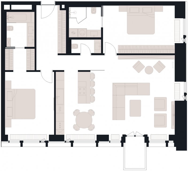 3-комнатная квартира с полной отделкой, 116.64 м2, 2 этаж, сдача 4 квартал 2023 г., ЖК Victory Park Residences, корпус 5 - объявление 1885213 - фото №1