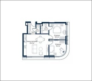 2-комнатная квартира с частичной отделкой, 56.4 м2, 42 этаж, сдача 4 квартал 2023 г., ЖК City Bay, корпус Atlantic Ocean 2 - объявление 1933015 - фото №1