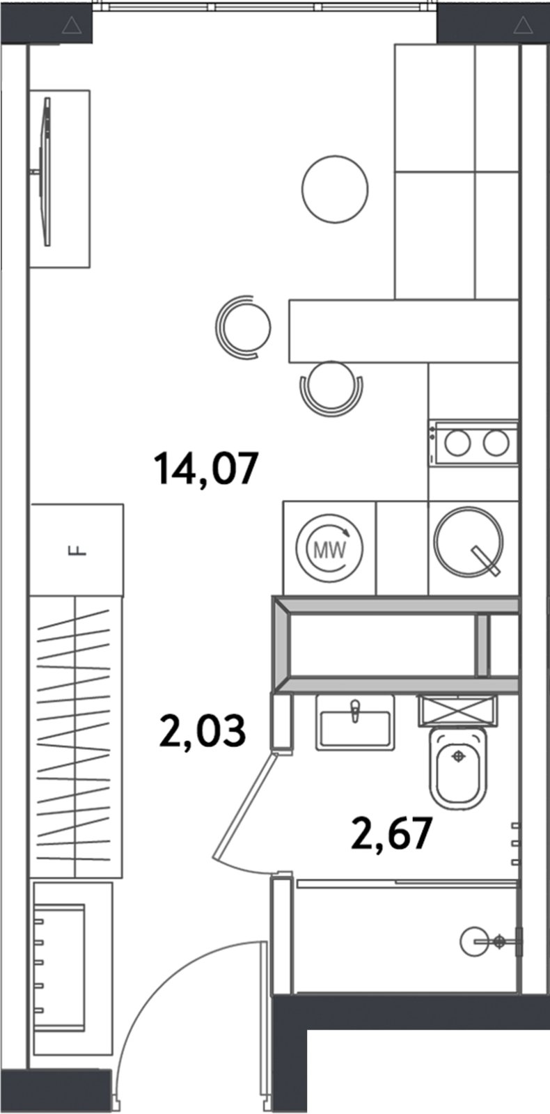 1-комнатные апартаменты с полной отделкой, 19.14 м2, 21 этаж, сдача 4 квартал 2024 г., ЖК Измайловский парк, корпус 1 - объявление 2400217 - фото №1