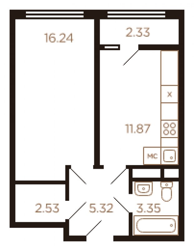 1-комнатная квартира без отделки, 41 м2, 4 этаж, сдача 4 квартал 2022 г., ЖК Миниполис Рафинад, корпус 7 - объявление 1941711 - фото №1