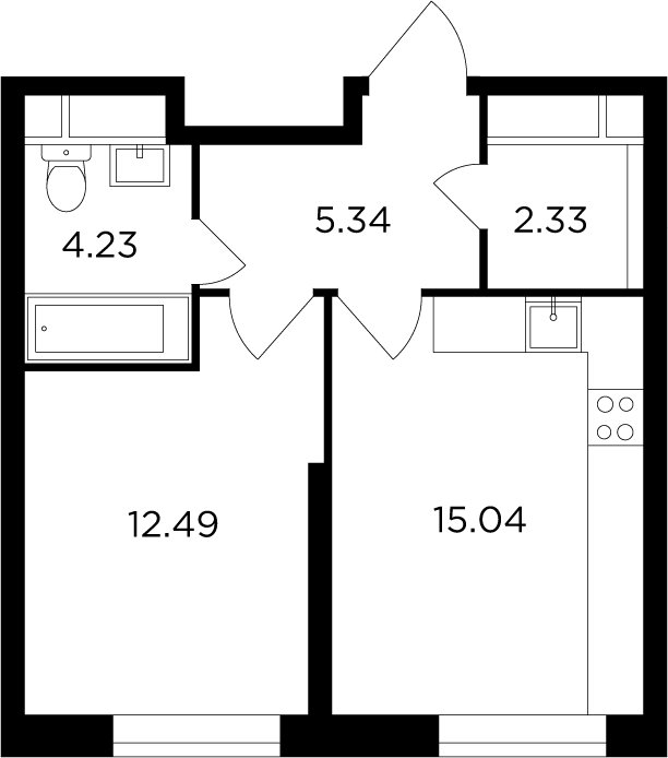 1-комнатная квартира без отделки, 39.43 м2, 10 этаж, дом сдан, ЖК КутузовGRAD 2, корпус 5 - объявление 2173472 - фото №1