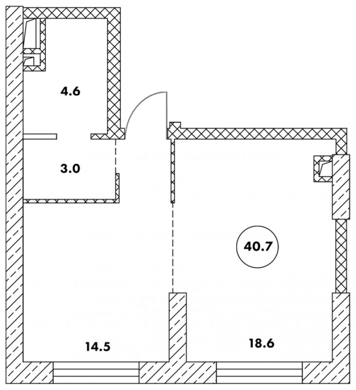 1-комнатные апартаменты 40.7 м2, 2 этаж, дом сдан, ЖК Флотилия, корпус 3 - объявление 1882187 - фото №1