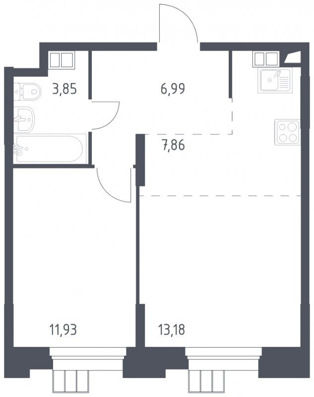 2-комнатные апартаменты с полной отделкой, 43.81 м2, 10 этаж, сдача 1 квартал 2023 г., ЖК Тропарево Парк, корпус 1.1 - объявление 1607781 - фото №1
