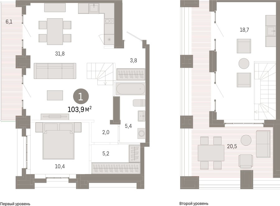 1-комнатная квартира с частичной отделкой, 103.9 м2, 7 этаж, сдача 3 квартал 2026 г., ЖК Квартал Метроном, корпус 1 - объявление 2330945 - фото №1