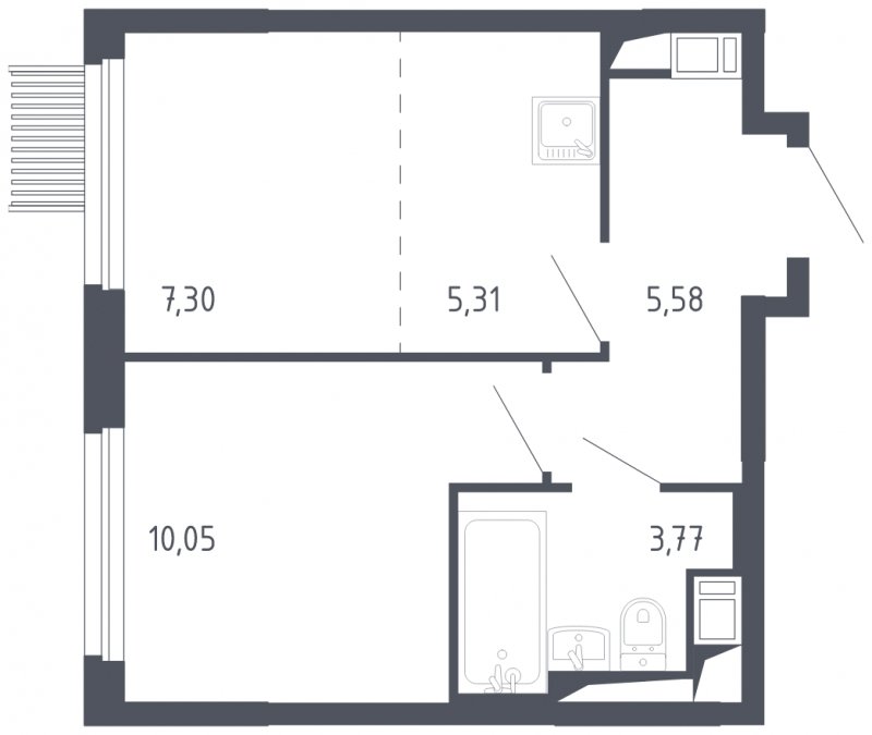 2-комнатная квартира с полной отделкой, 32.01 м2, 2 этаж, сдача 3 квартал 2023 г., ЖК Мытищи Парк, корпус 2 - объявление 1568756 - фото №1