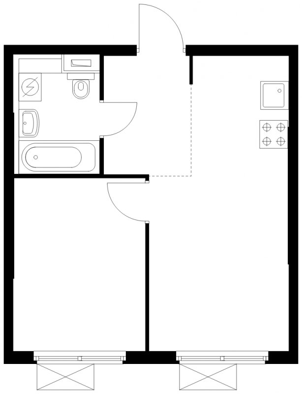1-комнатная квартира с полной отделкой, 34.3 м2, 14 этаж, сдача 1 квартал 2025 г., ЖК Бунинские луга, корпус 3.8.1 - объявление 2292243 - фото №1
