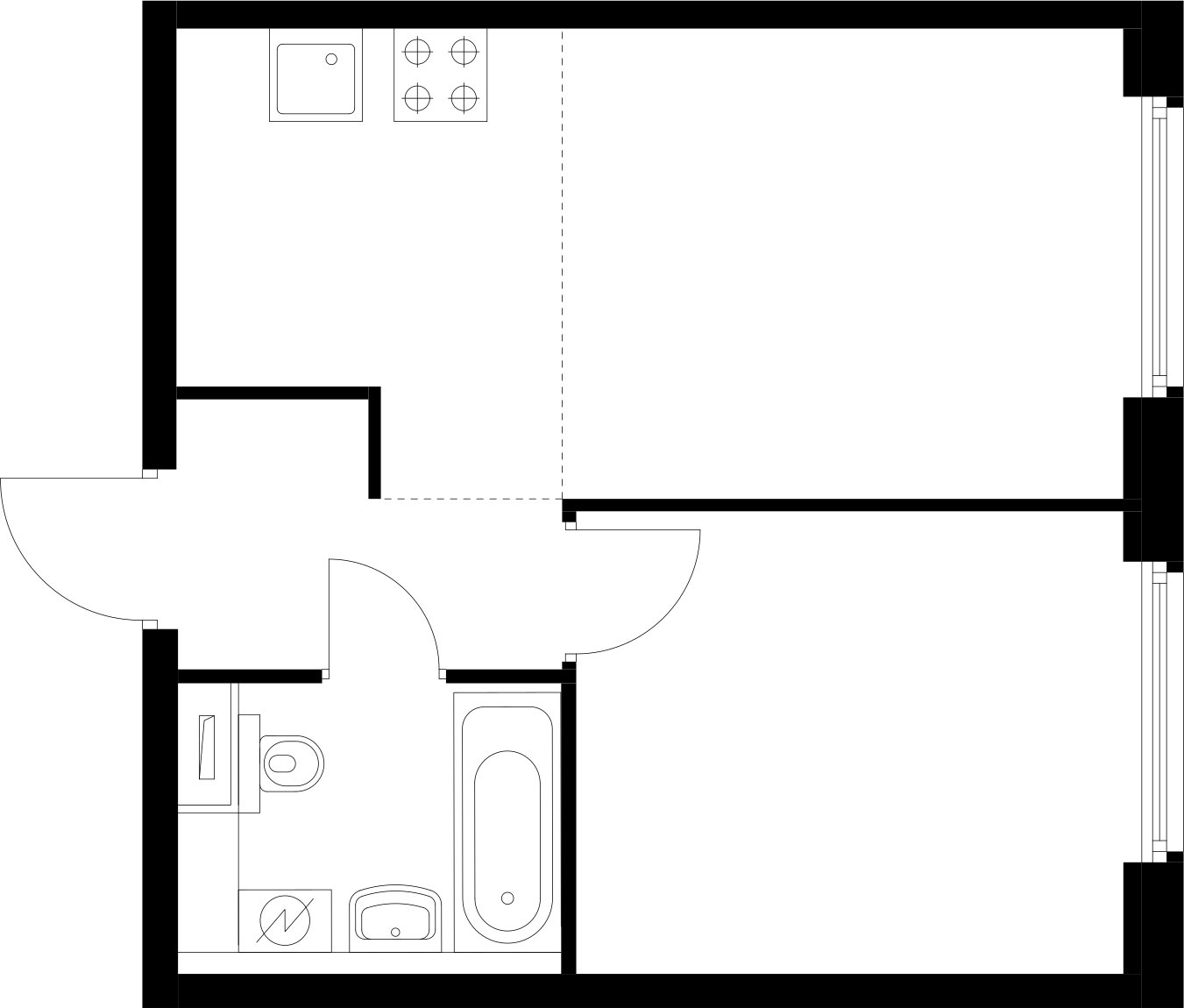 1-комнатная квартира с полной отделкой, 35.2 м2, 1 этаж, сдача 4 квартал 2024 г., ЖК Бунинские луга, корпус 3.4.1 - объявление 2344886 - фото №1
