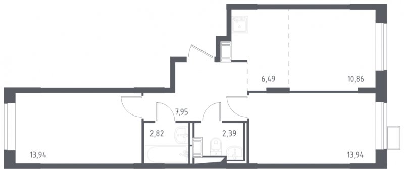 3-комнатная квартира (евро) с полной отделкой, 58.39 м2, 5 этаж, сдача 4 квартал 2023 г., ЖК Алхимово, корпус 7 - объявление 1832131 - фото №1