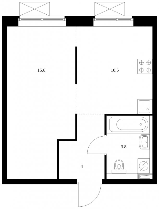 1-комнатная квартира с полной отделкой, 33.9 м2, 20 этаж, сдача 2 квартал 2023 г., ЖК Одинцово-1, корпус 1.18.1 - объявление 1584684 - фото №1