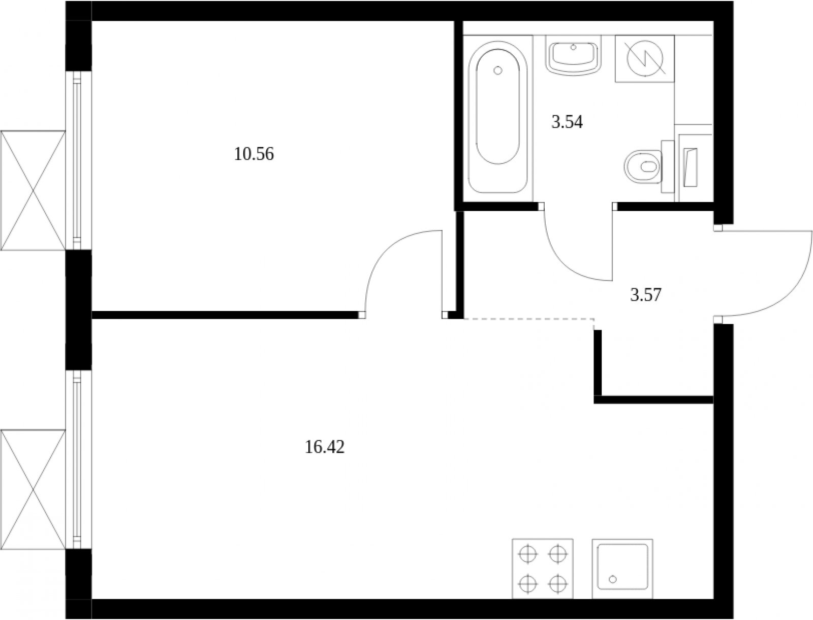 1-комнатная квартира с полной отделкой, 34.09 м2, 3 этаж, сдача 2 квартал 2025 г., ЖК Середневский лес, корпус 4.1 - объявление 2040131 - фото №1