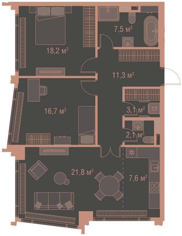 2-комнатная квартира без отделки, 88.3 м2, 18 этаж, сдача 1 квартал 2025 г., ЖК HIGH LIFE, корпус Fell Tower - объявление 1767874 - фото №1