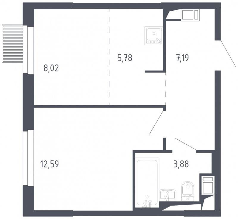 2-комнатная квартира с полной отделкой, 37.46 м2, 16 этаж, сдача 3 квартал 2023 г., ЖК Мытищи Парк, корпус 2 - объявление 1662416 - фото №1