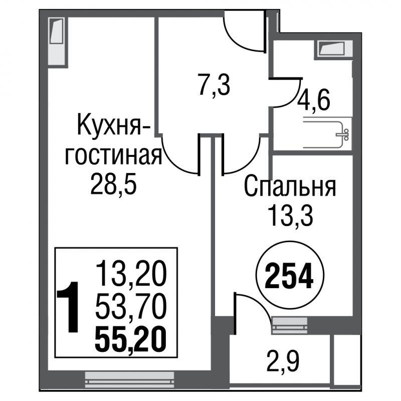 1-комнатная квартира с полной отделкой, 55 м2, 18 этаж, дом сдан, ЖК Silver, корпус 3 - объявление 1581926 - фото №1