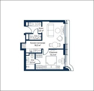 1-комнатная квартира с частичной отделкой, 38.9 м2, 34 этаж, сдача 4 квартал 2023 г., ЖК City Bay, корпус Atlantic Ocean 1 - объявление 1934700 - фото №1