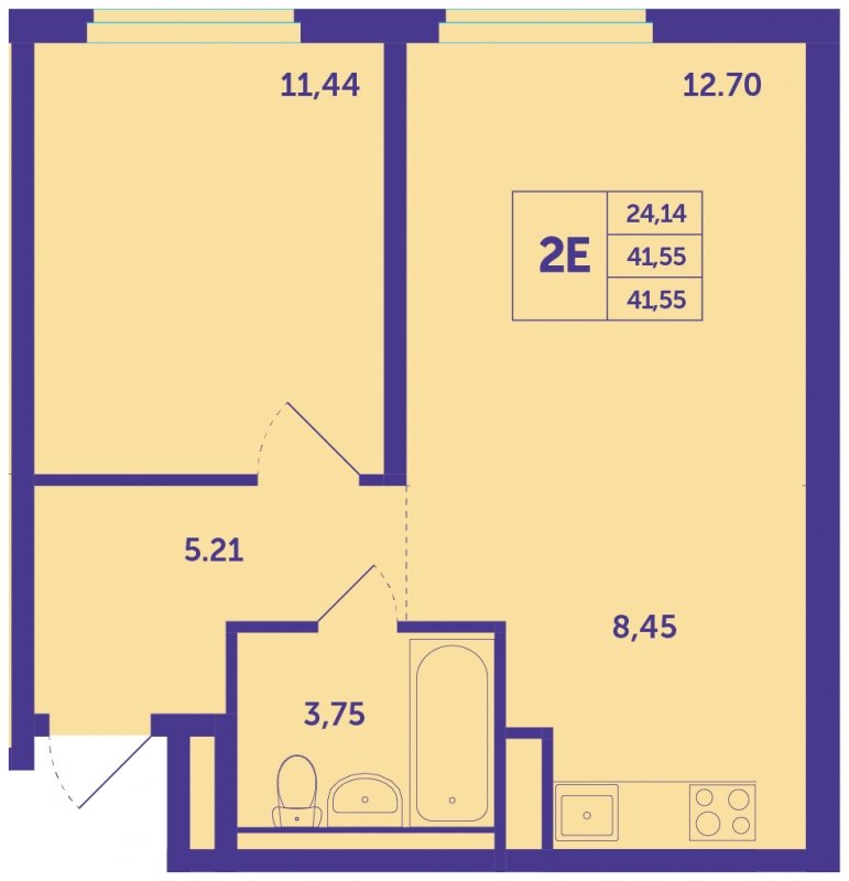 2-комнатная квартира (евро) с полной отделкой, 41.55 м2, 10 этаж, сдача 3 квартал 2023 г., ЖК Большое Путилково, корпус 13 - объявление 1544956 - фото №1
