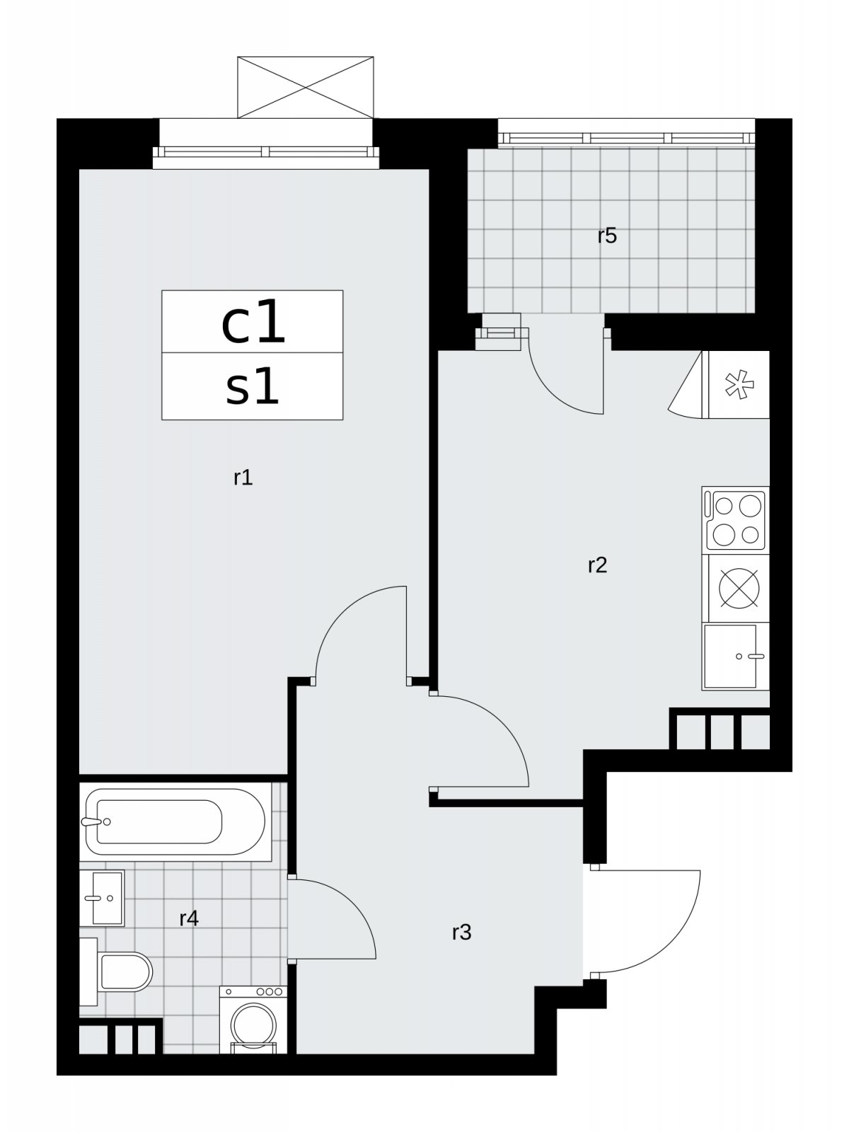 1-комнатная квартира с частичной отделкой, 38.6 м2, 4 этаж, сдача 2 квартал 2026 г., ЖК Скандинавия, корпус 25.3 - объявление 2283873 - фото №1