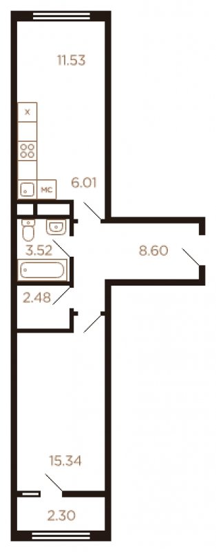 2-комнатная квартира с полной отделкой, 49 м2, 8 этаж, дом сдан, ЖК Миниполис Рафинад, корпус 5 - объявление 1464126 - фото №1