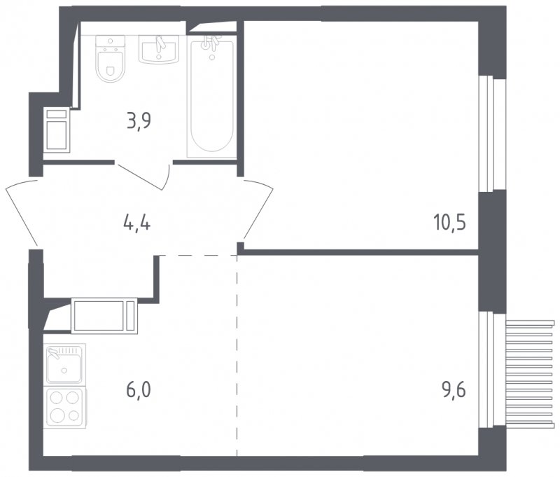 2-комнатная квартира с полной отделкой, 34.4 м2, 17 этаж, сдача 2 квартал 2025 г., ЖК Мытищи Парк, корпус 4 - объявление 1823602 - фото №1